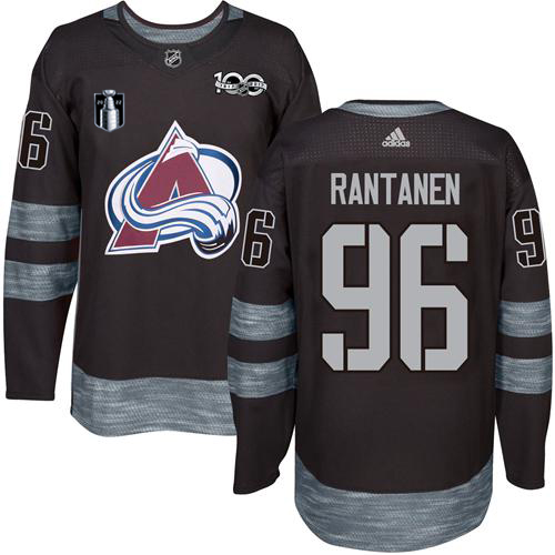Adidas Colorado Avalanche #96 Mikko Rantanen Black 2022 Stanley Cup Final Patch 100th Anniversary Stitched Jersey Men's