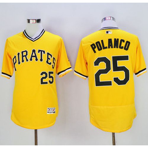 Pittsburgh Pirates #25 Gregory Polanco Gold Flexbase Authentic Collection Cooperstown Stitched Jersey Men's