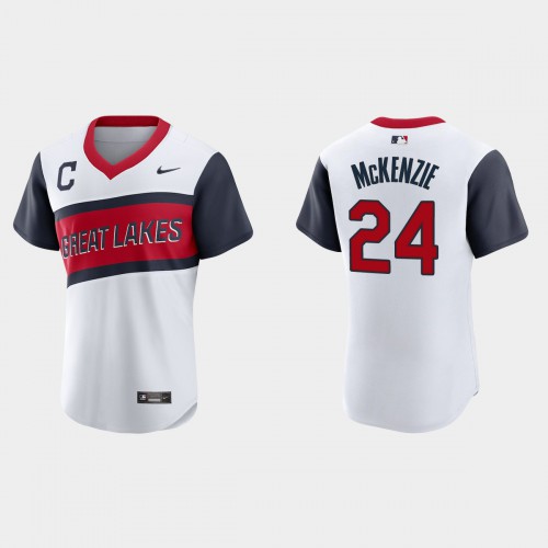 Cleveland Guardians #24 Triston McKenzie Men's White 2021 Little League Class Authentic Jersey Men's