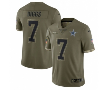 Men's Womens Youth Kids Dallas Cowboys #7 Trevon Diggs 2023 Salute To Service Olive Limited Jersey
