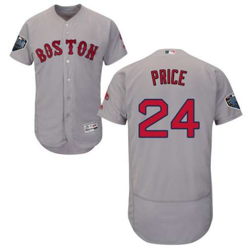 Boston Red Sox #24 David Price Grey Flexbase Authentic Collection 2018 World Series Stitched Jersey Men's
