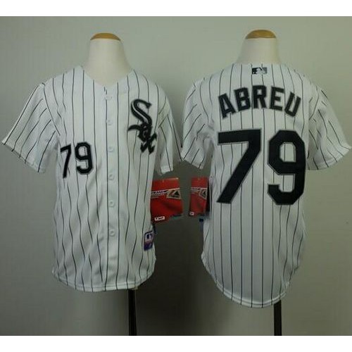Chicago White Sox #79 Jose Abreu White(Black Strip) Cool Base Stitched Youth Jersey Youth