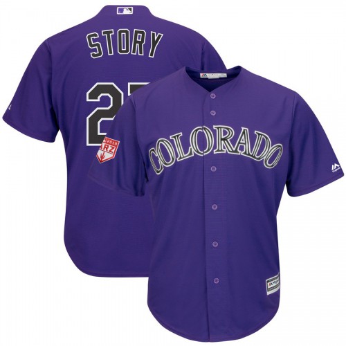 Colorado Rockies #27 Trevor Story Purple 2019 Spring Training Cool Base Stitched Jersey Men's