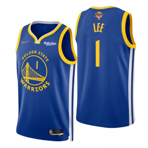 Golden State Warriors #1 Damion Lee Royal Mens 2022 Finals Icon Edition 75th Anniversary Diamond Swingman Jersey Mens