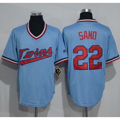 Minnesota Twins #22 Miguel Sano Light Blue Cooperstown Throwback Stitched Jersey Men's