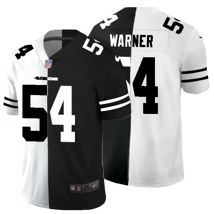 San Francisco 49ers #54 Fred Warner Men's Black V White Peace Split Vapor Untouchable Limited Jersey