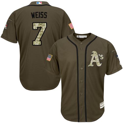 Oakland Athletics #7 Walt Weiss Green Salute to Service Stitched Jersey Men's