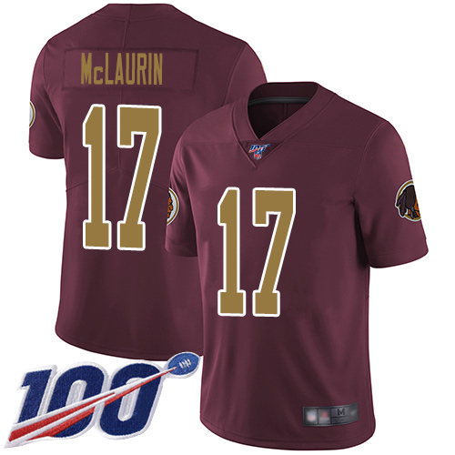 Commanders #17 Terry McLaurin Burgundy Red Alternate Men's Stitched 100th Season Vapor Limited Jersey