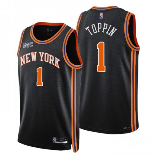 New York New York Knicks #1 Obi Toppin Mens Black 2021/22 Swingman Jersey - City Edition Mens