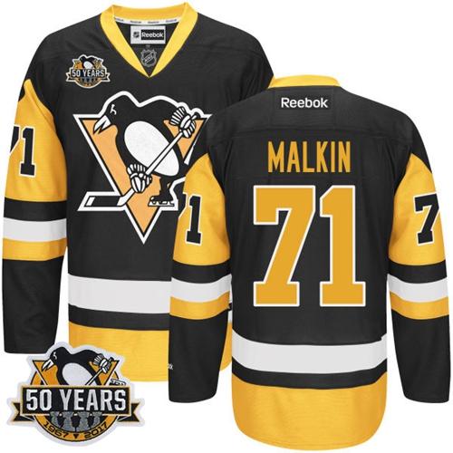 Pittsburgh Penguins #71 Evgeni Malkin Black Alternate 50th Anniversary Stitched Jersey Men's