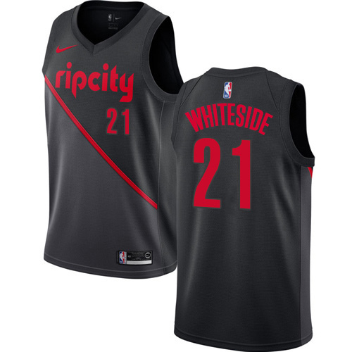 Portland Trail Blazers #21 Hassan Whiteside Black Swingman City Edition 2018/19 Jersey Mens