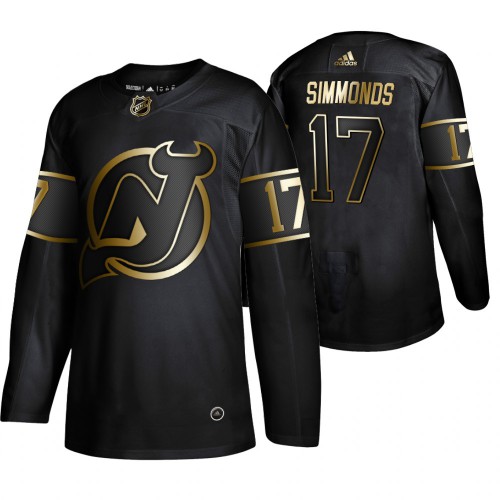 Adidas New Jersey Devils #17 Wayne Simmonds Men's 2019 Black Golden Edition Authentic Stitched Jersey Men's