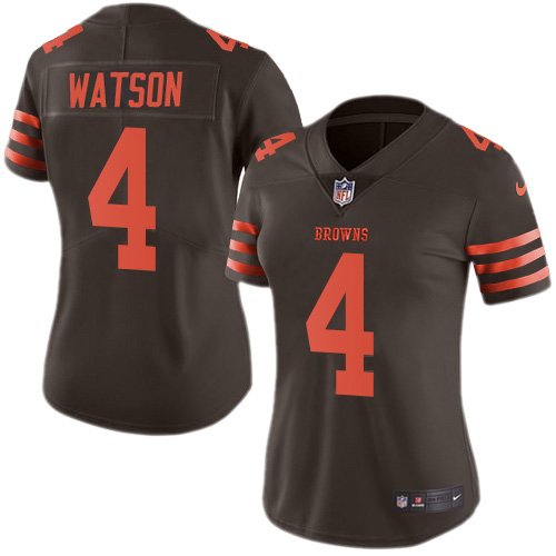 Browns #4 Deshaun Watson Brown Women's Stitched Limited Rush Jersey