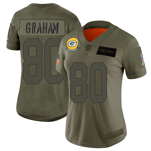 Green Bay Packers #80 Jimmy Graham Camo Women's Stitched Limited 2019 Salute to Service Jersey Womens