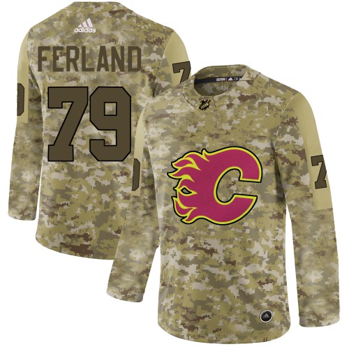 Adidas Calgary Flames #79 Michael Ferland Camo Authentic Stitched Jersey Men's