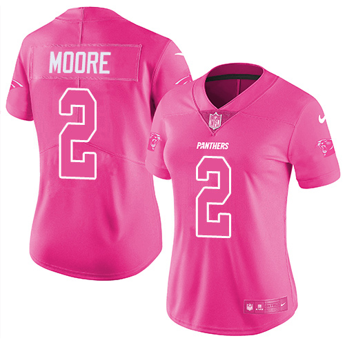 Panthers #2 DJ Moore Pink Women's Stitched Limited Rush Fashion Jersey