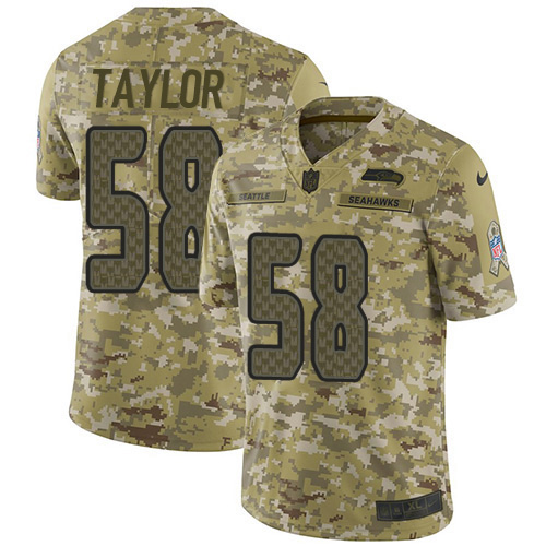 Seattle Seahawks #58 Darrell Taylor Camo Youth Stitched Limited 2018 Salute To Service Jersey Youth