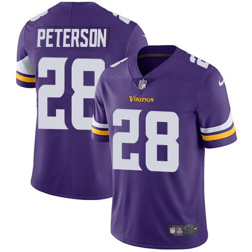 Minnesota Vikings #28 Adrian Peterson Purple Team Color Men's Stitched Vapor Untouchable Limited Jersey Men's