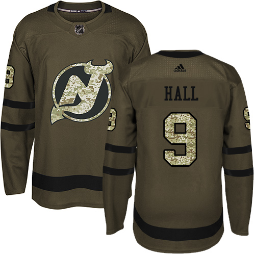 Adidas New Jersey Devils #9 Taylor Hall Green Salute to Service Stitched Jersey Men's