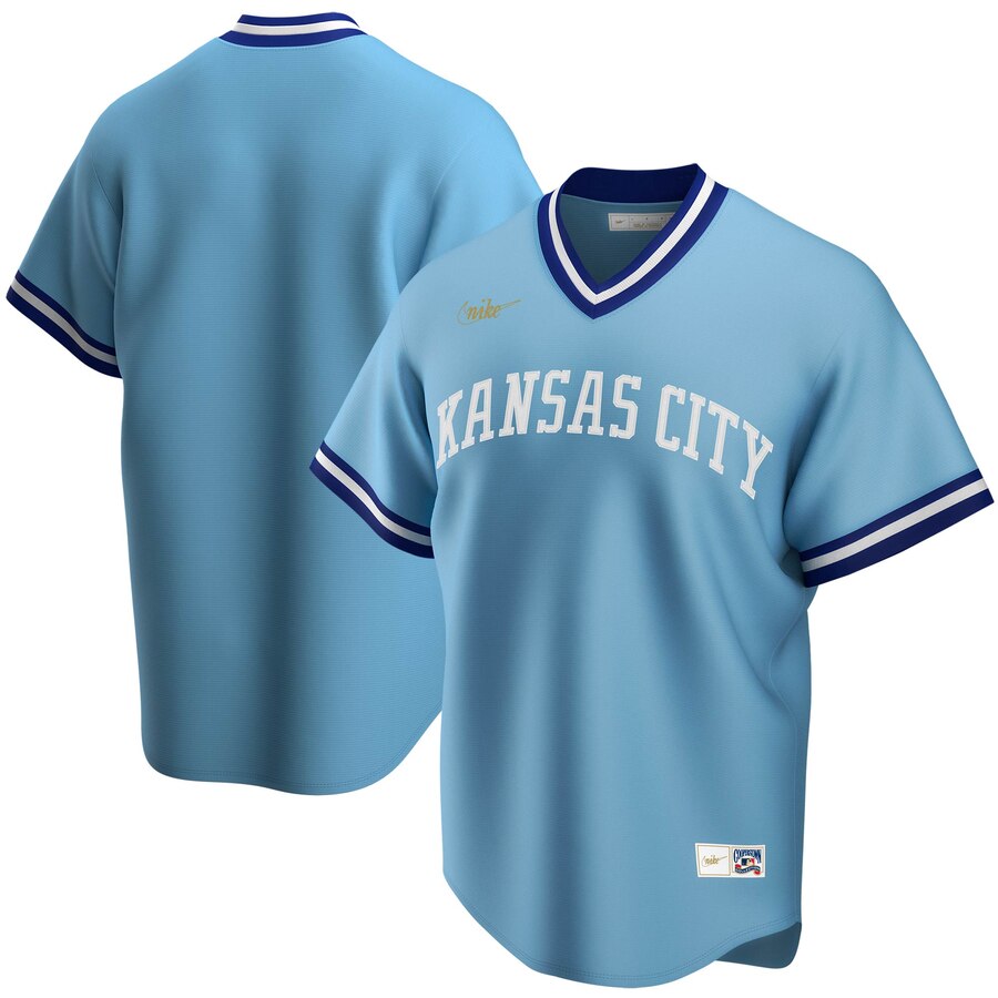 Kansas City Royals Road Cooperstown Collection Team Jersey Light Blue