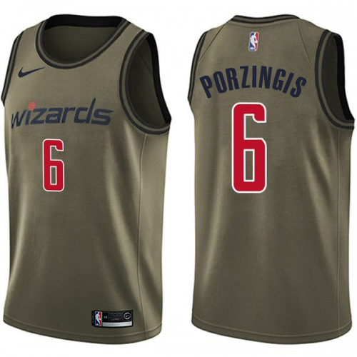 Washington Wizards #6 Kristaps Porzingis Green Youth Salute to Service Swingman Jersey Youth