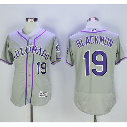 Colorado Rockies #19 Charlie Blackmon Grey Flexbase Authentic Collection Stitched Jersey Men's