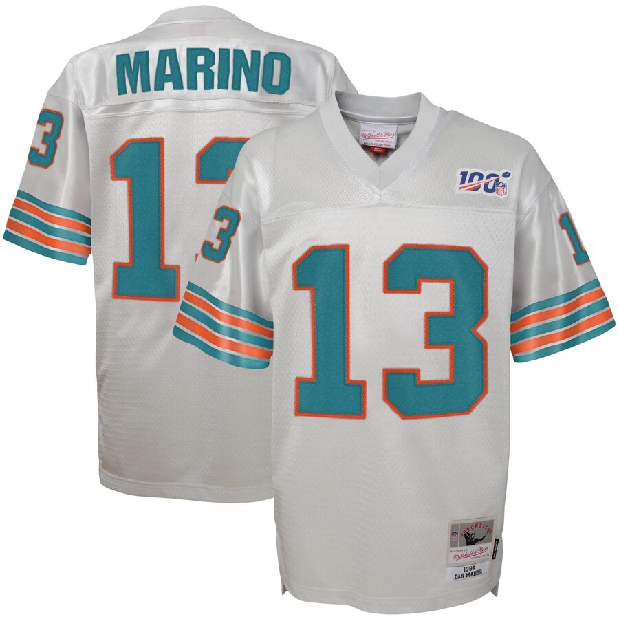 Youth Miami Dolphins #13 Dan Marino Mitchell & Ness Platinum 100 Retired Player Legacy Jersey