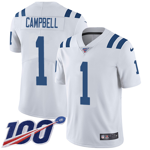 Colts #1 Parris Campbell White Men's Stitched 100th Season Vapor Limited Jersey