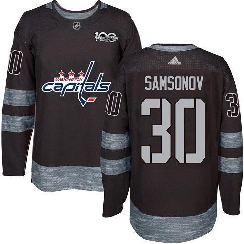 Adidas Washington Capitals #30 Ilya Samsonov Black 1917-2017 100th Anniversary Stitched Jersey Men's