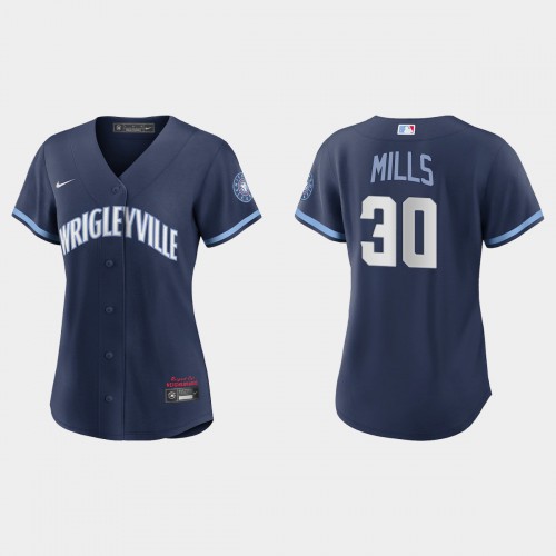 Chicago Chicago Cubs #30 Alec Mills Women's 2021 City Connect Navy Jersey Womens