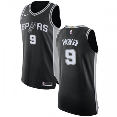 San Antonio Spurs #9 Tony Parker Black Authentic Icon Edition Jersey Mens