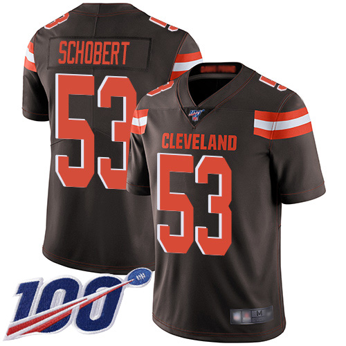 Cleveland Browns #53 Joe Schobert Brown Team Color Men's Stitched 100th Season Vapor Limited Jersey Men's
