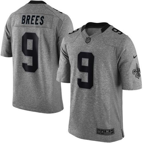 Saints #9 Drew Brees Gray Men's Stitched Limited Gridiron Gray Jersey