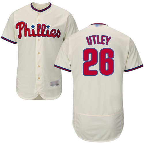 Philadelphia Phillies #26 Chase Utley Cream Flexbase Authentic Collection Stitched Jersey Men's