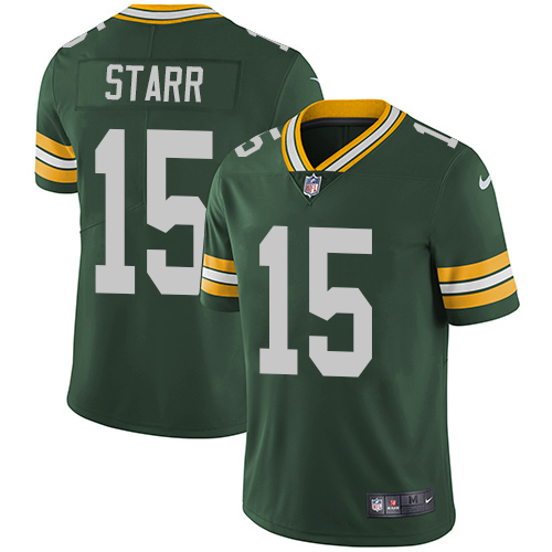 Packers #15 Bart Starr Green Team Color Youth Stitched Vapor Untouchable Limited Jersey