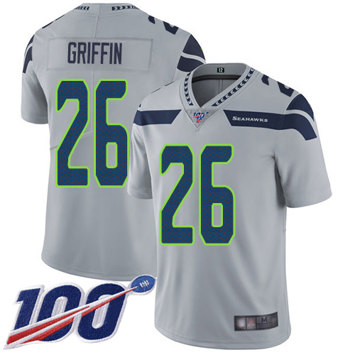 Seattle Seahawks #26 Shaquem Griffin Grey Alternate Men's Stitched 100th Season Vapor Limited Jersey Men's