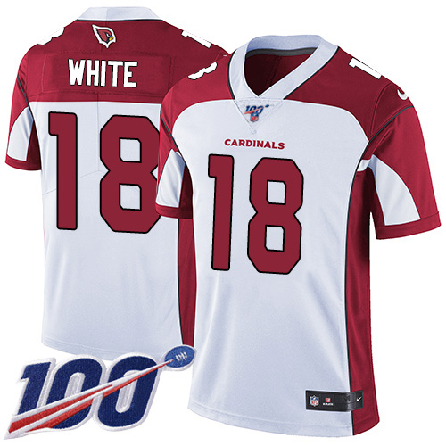 Arizona Cardinals #18 Kevin White White Men's Stitched 100th Season Vapor Limited Jersey Men's