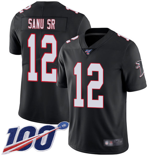 Atlanta Falcons #12 Mohamed Sanu Sr Black Alternate Men's Stitched 100th Season Vapor Limited Jersey Men's