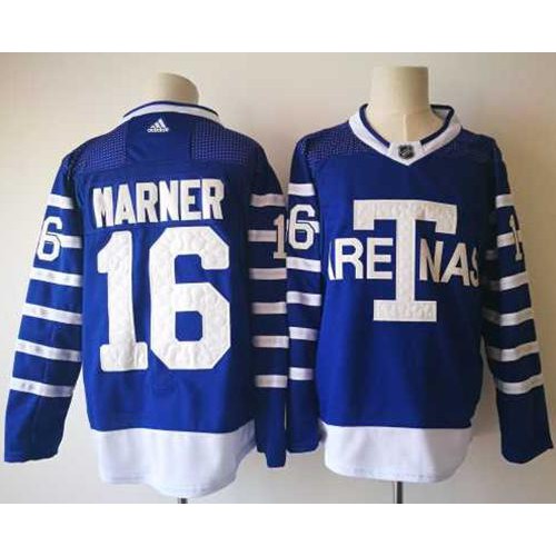 Adidas Maple Toronto Maple Leafs #16 Mitchell Marner Blue Authentic 1918 Arenas Throwback Stitched Jersey Men's