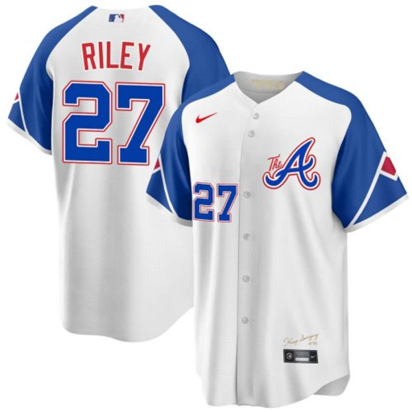 Men's Youth Women's Atlanta Braves #27 Austin Riley White 2023 City Connect Cool Base Jersey