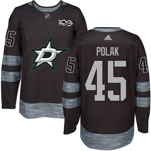 Adidas Dallas Stars #45 Roman Polak Black 1917-2017 100th Anniversary Stitched Jersey Men's