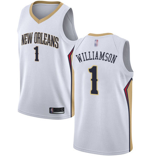 New Orleans Pelicans #1 Zion Williamson White Womens Swingman Association Edition Jersey Womens