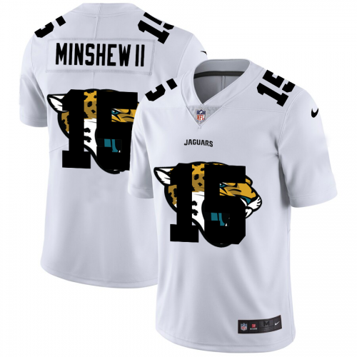 Jacksonville Jacksonville Jaguars #15 Gardner Minshew II White Men's Team Logo Dual Overlap Limited Jersey Men's