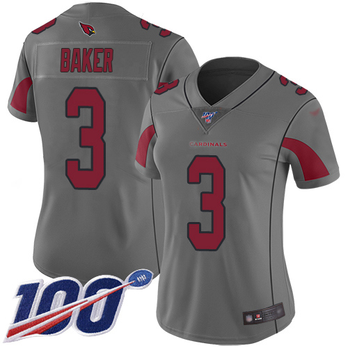 Cardinals #3 Budda Baker Silver Women's Stitched Limited Inverted Legend 100th Season Jersey