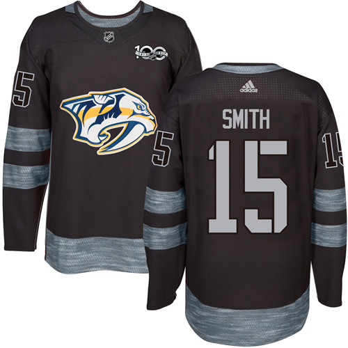 Adidas Nashville Predators #15 Craig Smith Black 1917-2017 100th Anniversary Stitched Jersey Men's