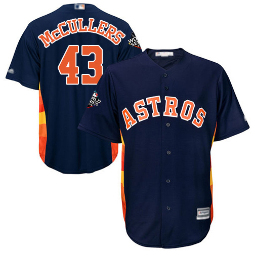 Houston Astros #43 Lance McCullers Navy Blue Cool Base 2019 World Series Bound Stitched Youth Jersey Youth