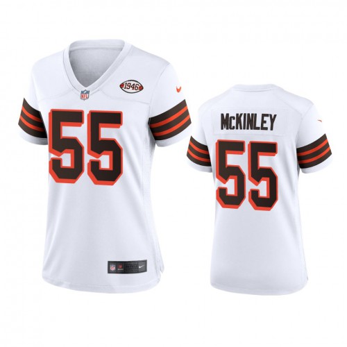 Women Cleveland Browns #55 Takkarist Mckinley 1946 Collection Alternate Game Limited Jersey - White Womens