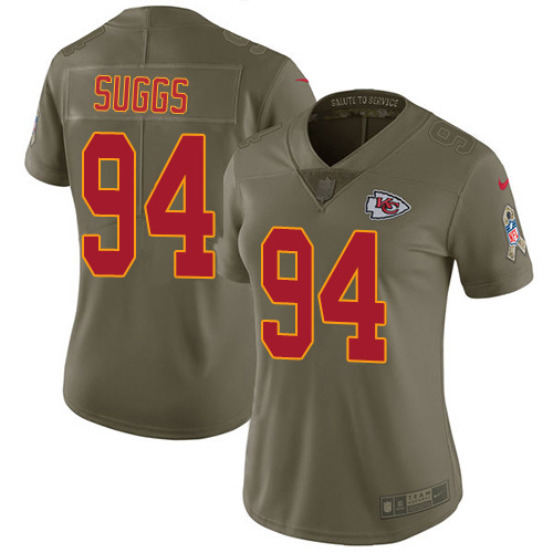 Kansas City Chiefs #94 Terrell Suggs Olive Women's Stitched Limited 2017 Salute To Service Jersey Womens