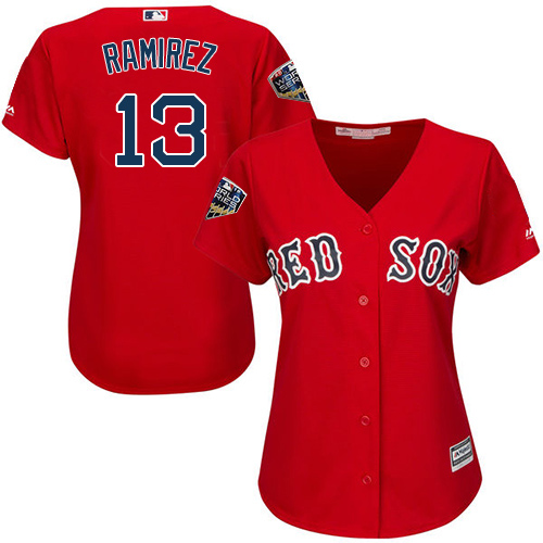 Boston Red Sox #13 Hanley Ramirez Red Alternate 2018 World Series Women's Stitched Jersey Womens