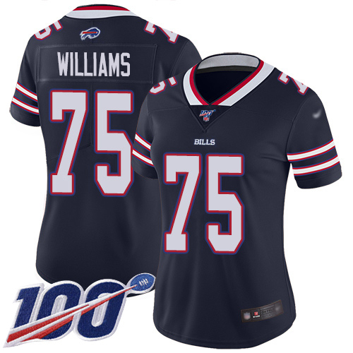 Buffalo Bills #75 Daryl Williams Navy Women's Stitched Limited Inverted Legend 100th Season Jersey Womens